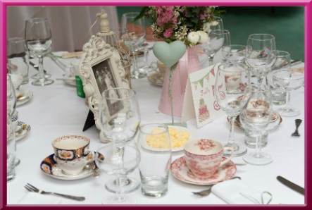 Styled table at vintage themed wedding