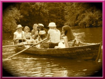 Vintage hen party in a boat!