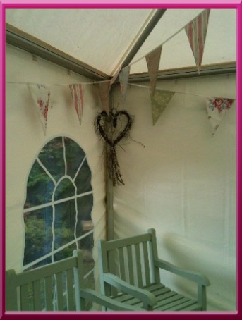 Pop up gazebo and bunting!